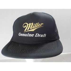 VTG Miller Genuine Draft Snapback Trucker Hat Ballcap Designer Pro Beer Black